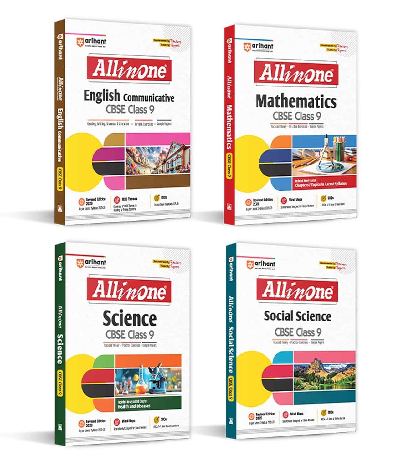 Arihant All In One Combo Class 9th Science, Mathematics, Social Science, English Based On Latest NCERT for CBSE Exam 2025-26 (Set of 4 Books)