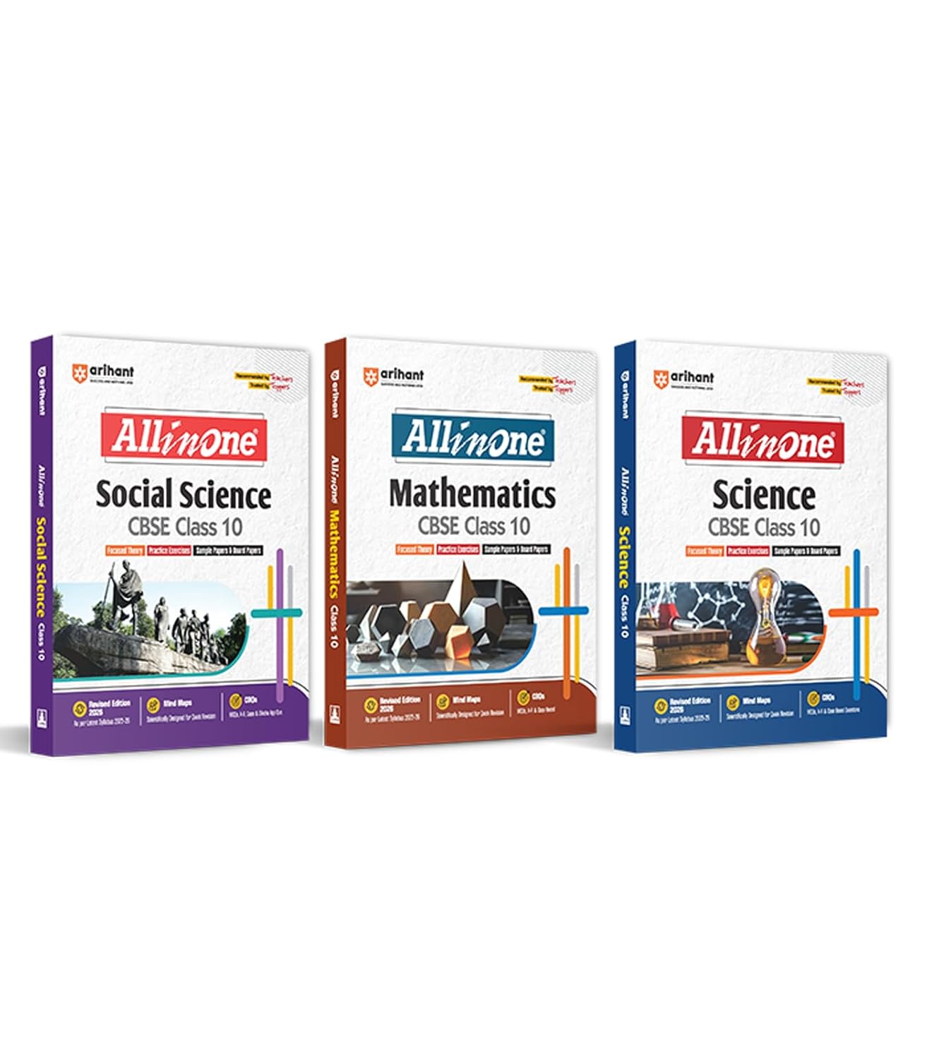 Arihant All In One Mathematics, Social Science, Science Class 10th Based On Latest NCERT For CBSE Exams 2025-26 (Set of 3 Books)