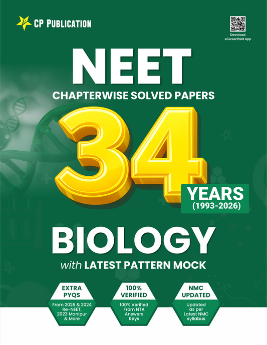 34 Years NEET Previous Year Solved Question Papers Biology PYQ (2026 - 1993) Chapterwise Solutions For NEET Exam 2027