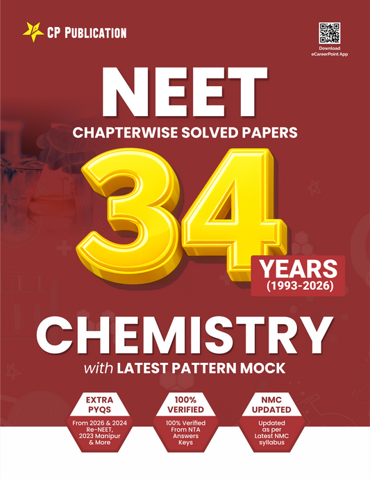34 Years NEET Previous Year Solved Question Papers Chemistry PYQ (2026 - 1993) Chapterwise Solutions For NEET Exam 2027