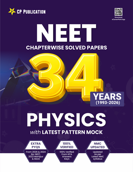 34 Years NEET Previous Year Solved Question Papers Physics PYQ (2026 - 1993) Chapterwise Solutions For NEET Exam 2027
