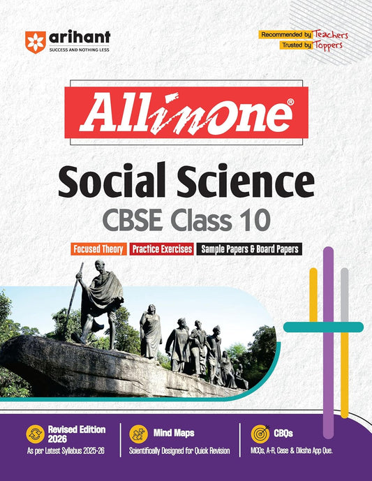 All in One Social Science CBSE Class 10 by Arihant with a statue and cross design.