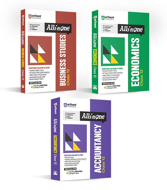 Arihant All In One Combo Class 12th Accountancy, Business studies, Economics Based On Latest NCERT for CBSE Exam 2025-26 (Set of 3 Books)