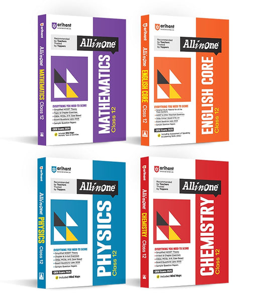 Arihant All In One Combo Class 12th Physics, Chemistry, Mathematics, English Core Based On Latest NCERT for CBSE Exam 2025-26 (Set of 4 Books)