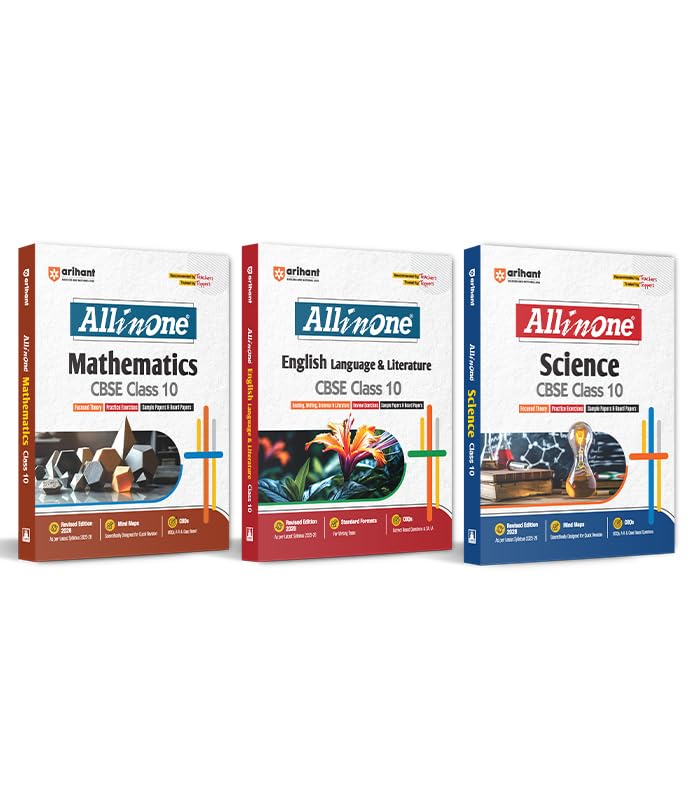 Arihant All In One Mathematics, English Language & Literature, Science Class 10th Based On Latest NCERT For CBSE Exams 2025-26 (Set of 3 Books)