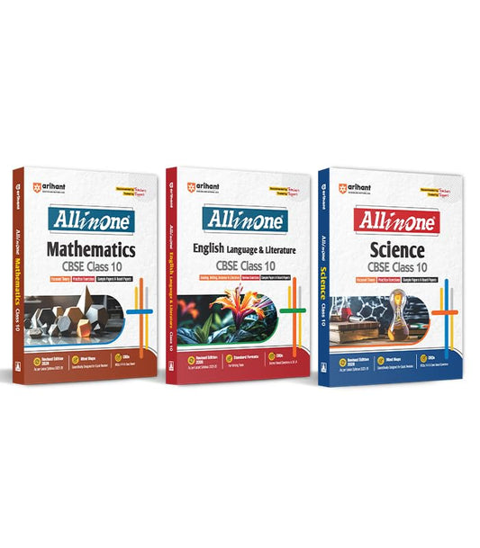 Arihant All In One Mathematics, English Language & Literature, Science Class 10th Based On Latest NCERT For CBSE Exams 2025-26 (Set of 3 Books)