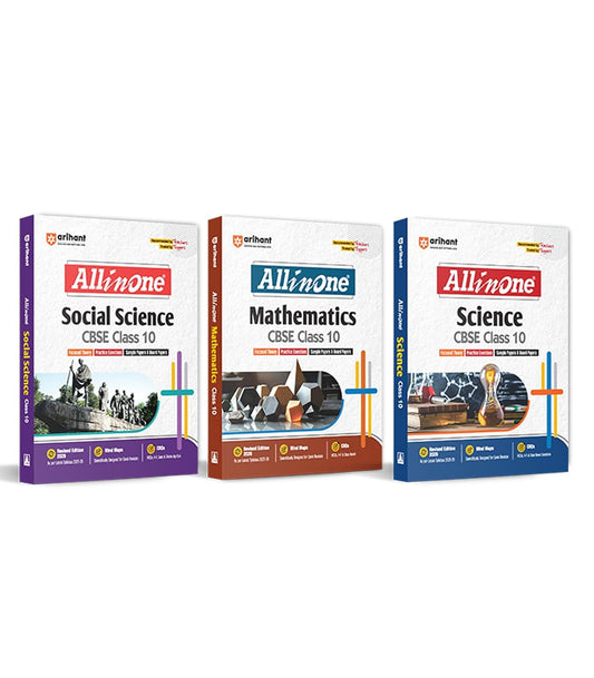 Arihant All In One Mathematics, Social Science, Science Class 10th Based On Latest NCERT For CBSE Exams 2025-26 (Set of 3 Books)