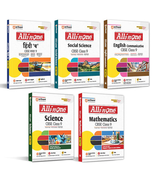 Arihant All In One Science, Social Science, Mathematics, English Communication, Hindi B, Class 9th Based On Latest NCERT For CBSE Exams 2025-26 (Set of 5 Books)
