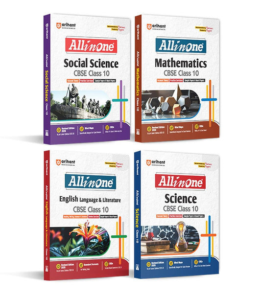 Arihant All In One Science, Social Science, Mathematics, English Language & Literature Class 10th Based On Latest NCERT For CBSE Exams 2025-26 (Set of 4 Books)