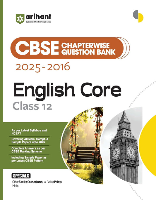 Arihant CBSE Chapterwise Question Bank 2025–2016 for Class 12 English Core